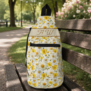 Yellow Wildflowers Pattern Monogram Name Sling Bag