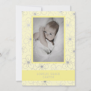 Yellow Wildflowers Silver Photo Naming Ceremony Card