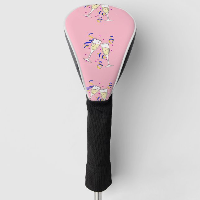 yellow wine on pink golf head cover (Front)