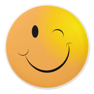 Yellow Winky 😉 Face - Emoji Ceramic Knob