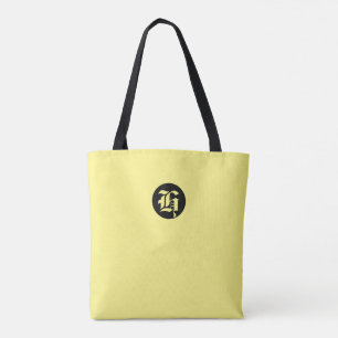 Yellow with Black and Yellow Monogram Tote Bag