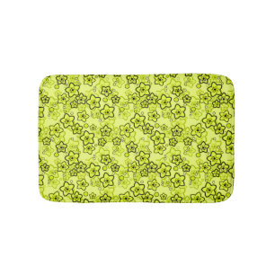 Yellow with black bright neon floral pattern bath mat
