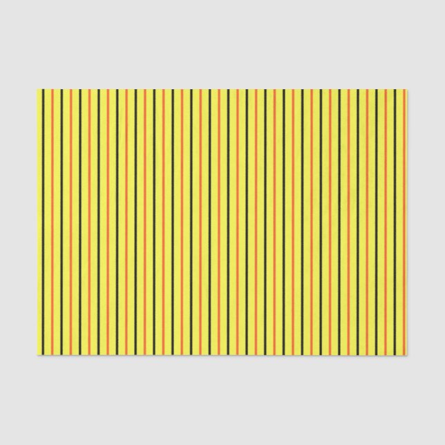 Yellow with Black & Orange Stripes Tissue Paper (Front)