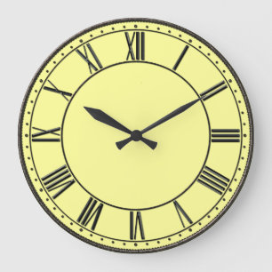 Yellow with Black Vintage Roman Numeral Large Clock