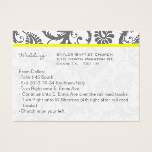 Yellow with Grey Damask Wedding Info Cards