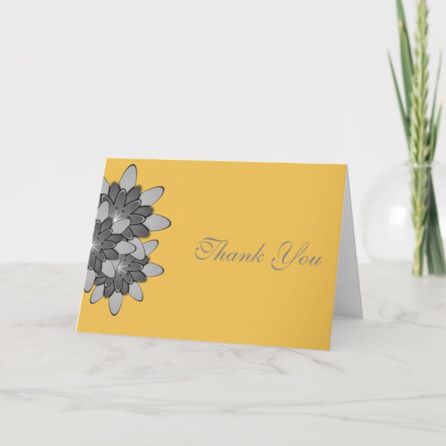 Yellow with Grey Floral Lotus Thank You (Front)