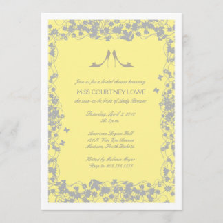 Yellow with Grey Heels Bridal Shower Invitation