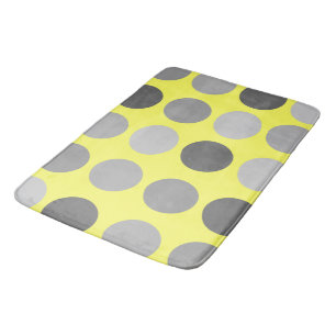 Yellow with Grey Polka Dots bath mat