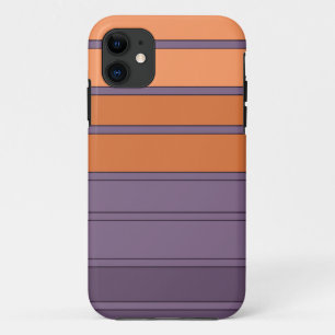 Yellow with lilac striped pattern iPhone 11 case