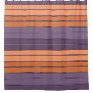 Yellow with lilac striped pattern  shower curtain