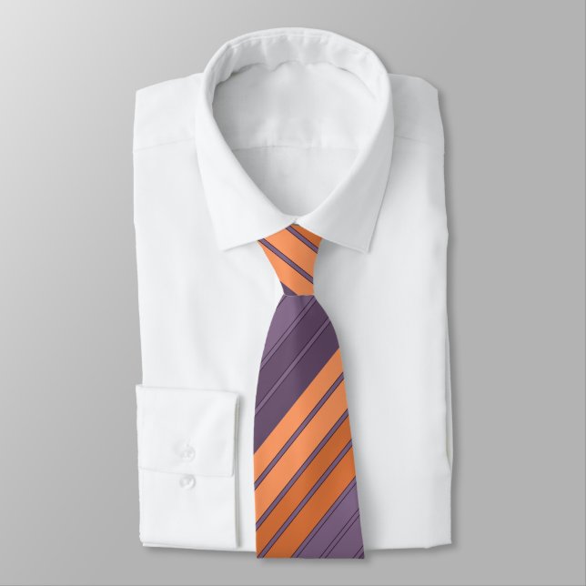 Yellow with lilac striped pattern  tie (Tied)