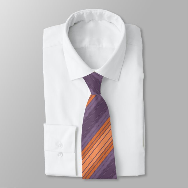 Yellow with lilac striped pattern  tie (Tied)