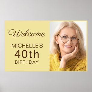 Yellow Women's 40th Birthday Photo  Poster