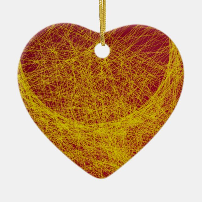 yellow  wood abstract art ceramic tree decoration (Front)