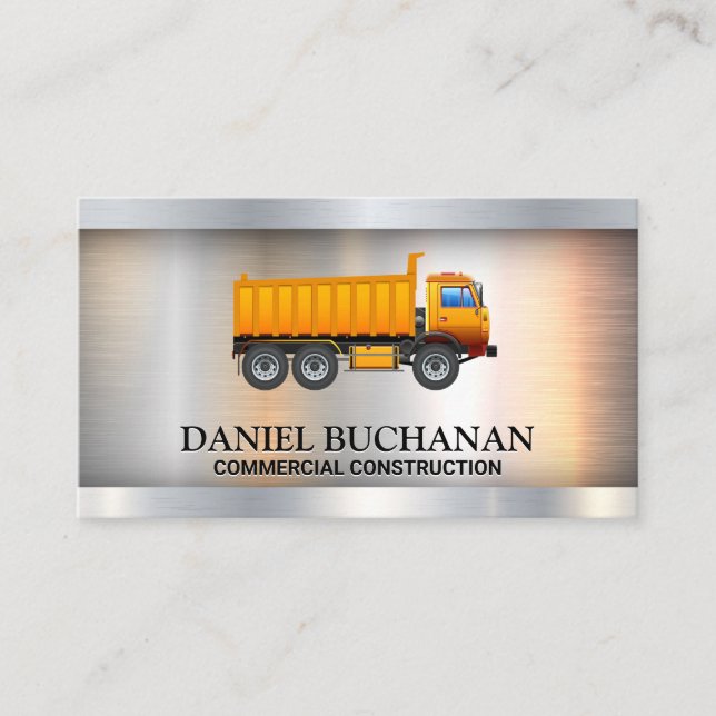 Yellow Work Truck | Metallic  Business Card (Front)