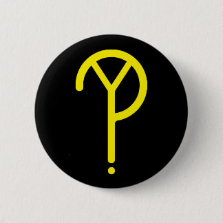 Yellow Y? Symbol- On Black 6 Cm Round Badge
