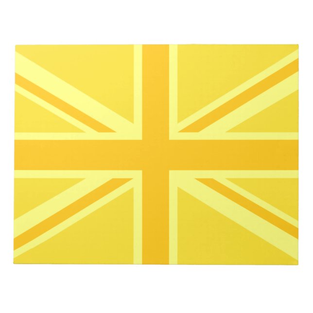 Yellow Yellow Union Jack British Flag Background Notepad (Front)