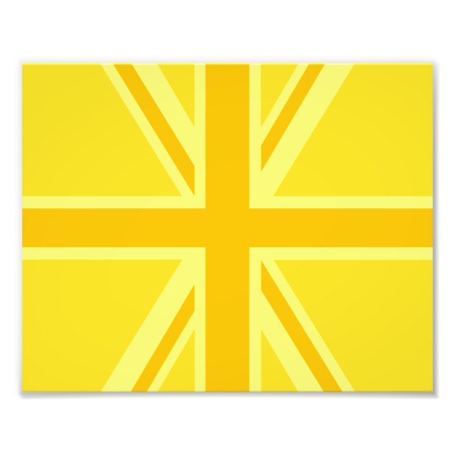 Yellow Yellow Union Jack British Flag Background Photo Print (Front)