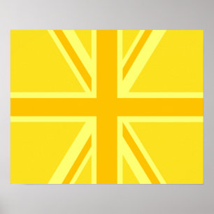 Yellow Yellow Union Jack British Flag Background Poster