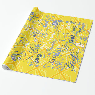 Yellow Yellow Union Jack British Flag Background Wrapping Paper