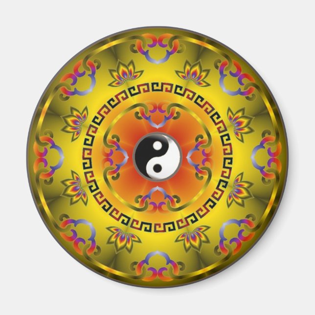 Yellow Yin Yang Magnet (Front)