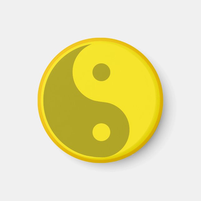 Yellow Yin Yang Spiritual Energy Balance Symbol Magnet (Front)
