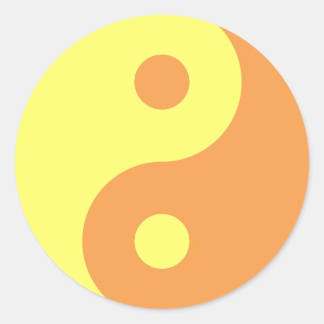 Yellow Yin Yang Symbol Classic Round Sticker (Front)
