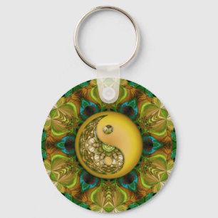 Yellow YinYang Mandala Keychain
