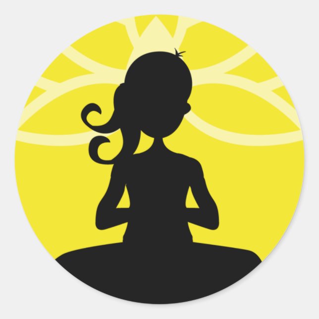 Yellow Yoga Silhouette Silhouette Classic Round Sticker (Front)