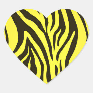 Yellow zebra animal print pattern heart sticker