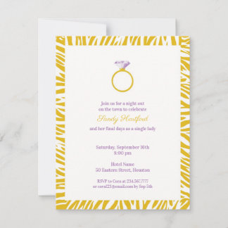 Yellow Zebra Bachelorette Party Flat Invitation