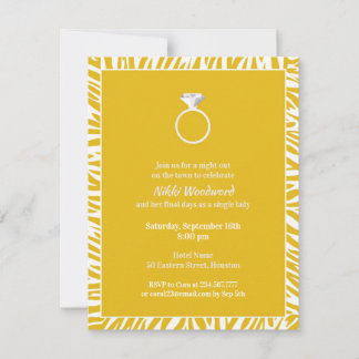 Yellow Zebra Bachelorette Party Flat Invitation