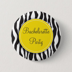 Yellow Zebra Print Bachelorette Party Button