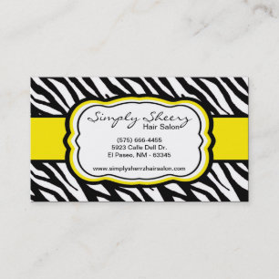 Yellow Zebra Print Hair Salon Business Card