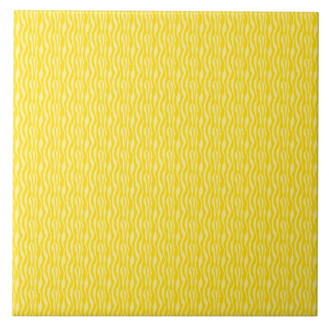 Yellow Zebra Print Pattern Tile (Front)