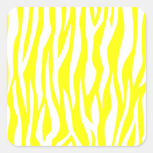 Yellow Zebra Print Square Sticker