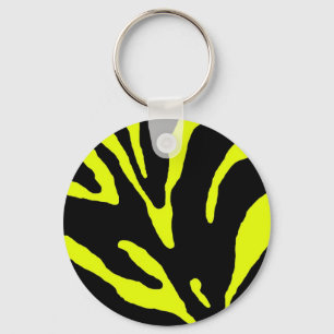 Yellow Zebra Stripe Animal Print Key Ring