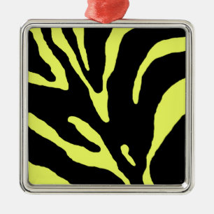 Yellow Zebra Stripe Animal Print Metal Tree Decoration