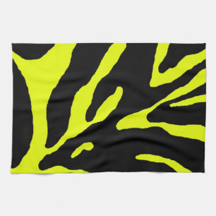 Yellow Zebra Stripe Animal Print Tea Towel