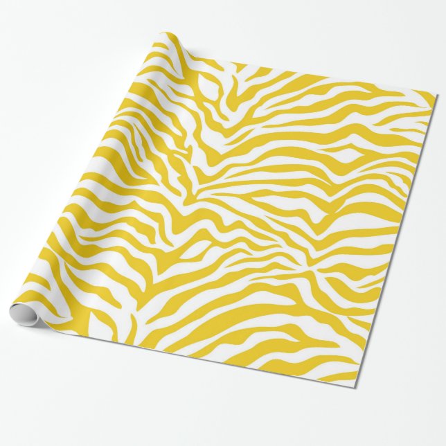 Yellow Zebra Stripe Wrapping Paper (Unrolled)