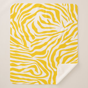 Yellow Zebra Stripes Preppy Wild Animal Print Sherpa Blanket