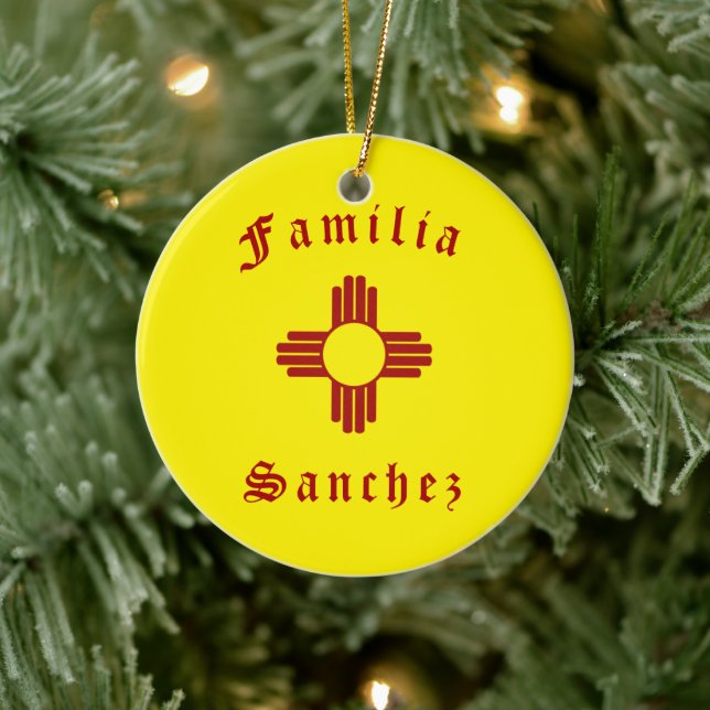Yellow Zia Sun Puro Nuevo Mexico Ceramic Tree Decoration (Tree)