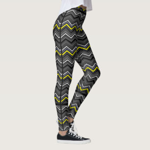 Yellow Zig Zag with Black Striping...Endometriosis Leggings