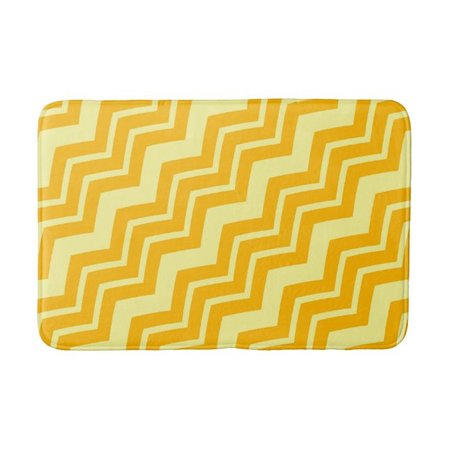 Yellow Zigzag Chevron Pattern Design  Bath Mat (Front)