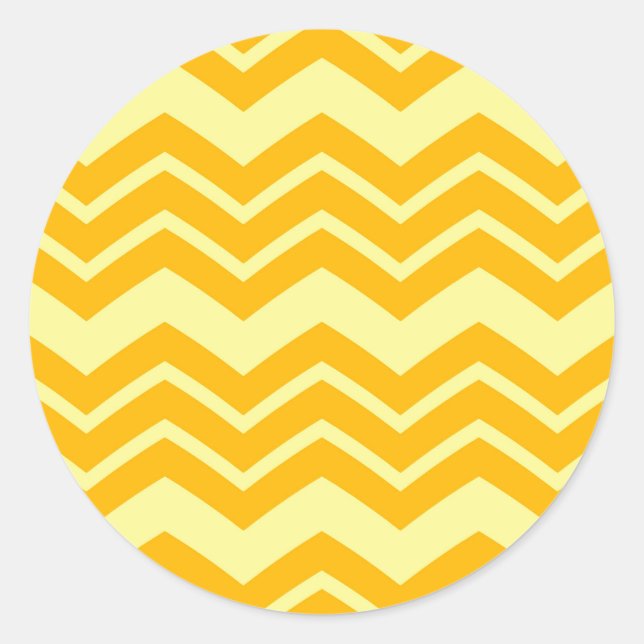 Yellow Zigzag Chevron Pattern Design  Classic Round Sticker (Front)