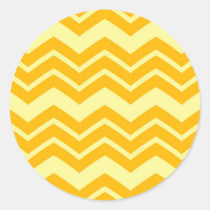 Yellow Zigzag Chevron Pattern Design Classic Round Sticker