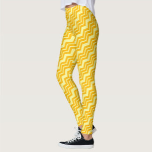 Yellow Zigzag Chevron Pattern Design Leggings