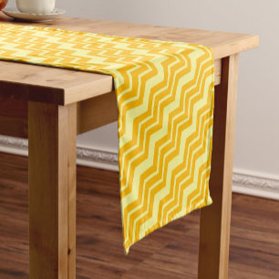 Yellow Zigzag Chevron Pattern Design Short Table Runner