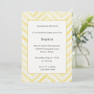 Yellow Zigzag Stripes Birthday Invitation