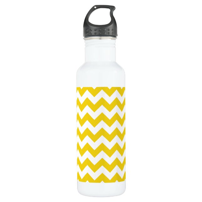 Yellow Zigzag, Yellow Chevron, Geometric Pattern 710 Ml Water Bottle (Front)